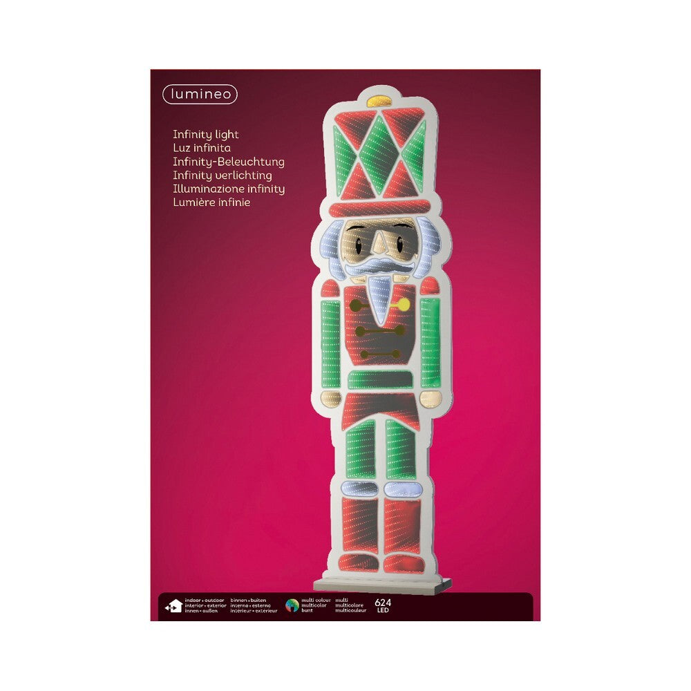 Kaemingk LED Infinity Lights – PET Nutcracker Figure, Steady Indoor Christmas Decoration, 120cm Holiday Ornament, Festive Xmas Display