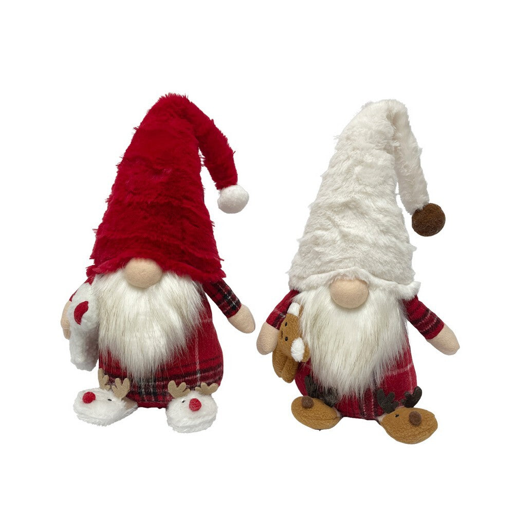 Kaemingk Gnome – Polyester Soft Body, Red & White, 45cm Christmas Decoration,  Festive Xmas Figurine, Indoor/Outdoor Décor, 1 Piece Assorted