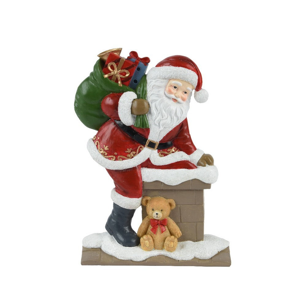 Kaemingk Santa in Chimney – Polyresin Christmas Decoration, Festive Xmas , Holiday Figurine, Indoor Home Décor, Seasonal Tabletop Display