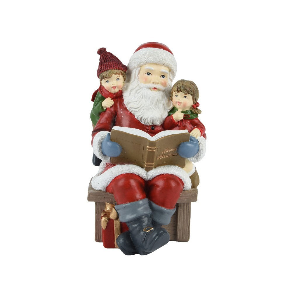 Kaemingk Santa with Kids – Polyresin Christmas Decoration, Festive Xmas , Holiday Figurine, Indoor Home Décor, Seasonal Tabletop Display
