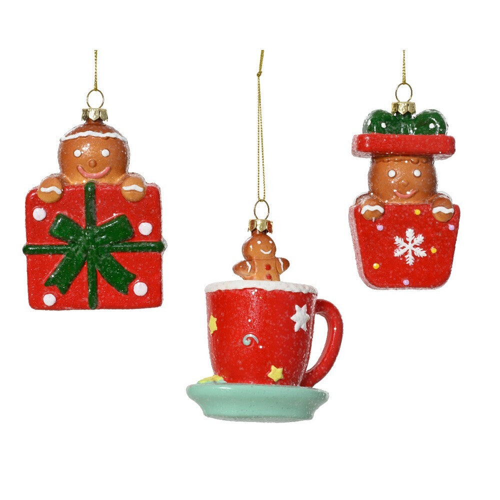 Kaemingk Gingerbread – Polystyrene Glitter Figurine, 10cm Christmas Decoration, Festive Xmas Ornament, Holiday Figurine, Indoor Home Décor, 1 Piece Assorted Designs