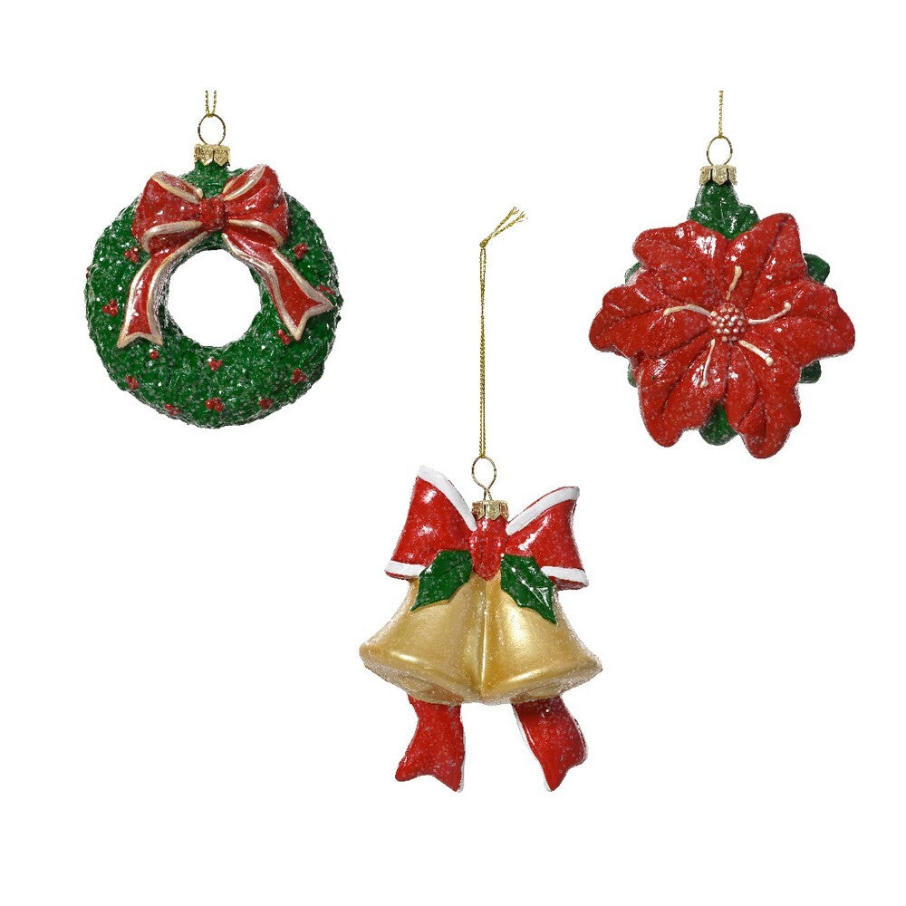 Kaemingk Ornament – Polystyrene Glitter, 10.5cm Christmas Decoration, Festive Xmas Ornament, Holiday Figurine, Indoor Home Décor, 1 Piece Assorted Designs