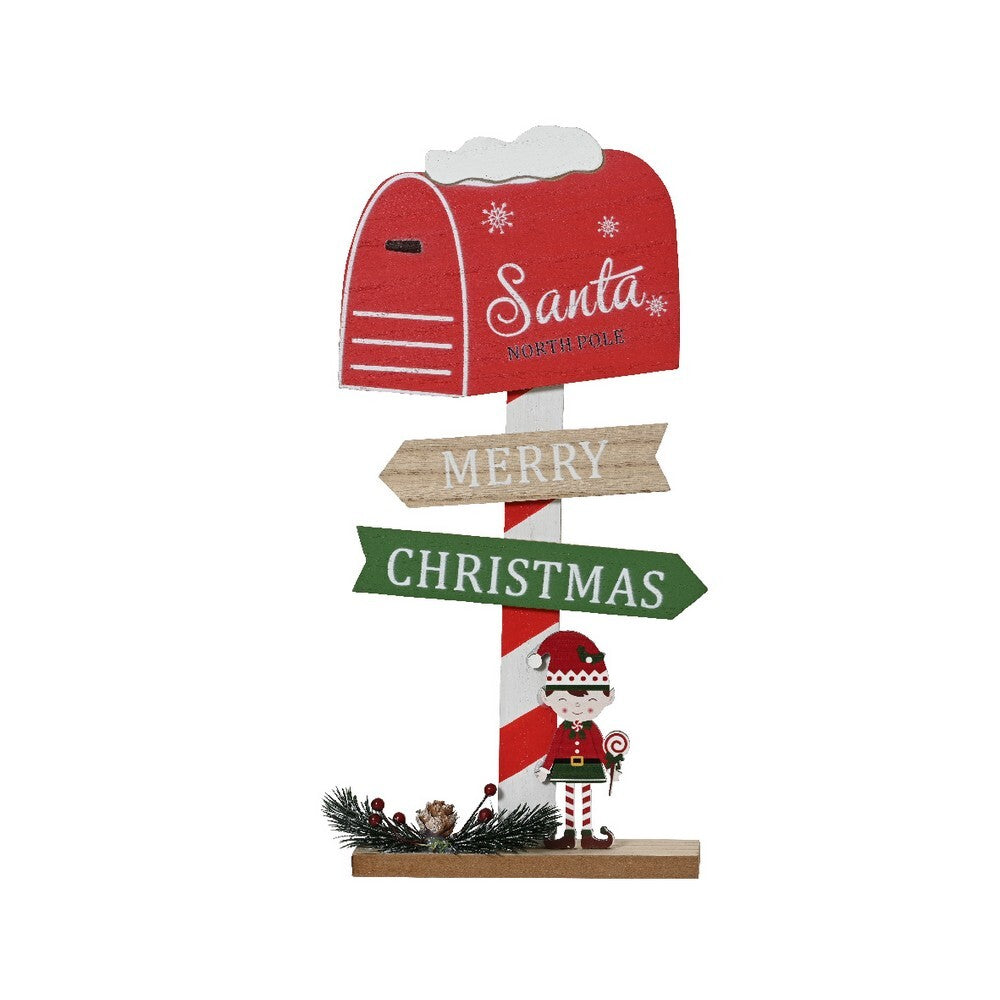 Kaemingk Signboard – MDF Elf Design 39cm Christmas Decoration, Festive Xmas Wall Hanging, Holiday Indoor Décor, Seasonal , Home Display Sign
