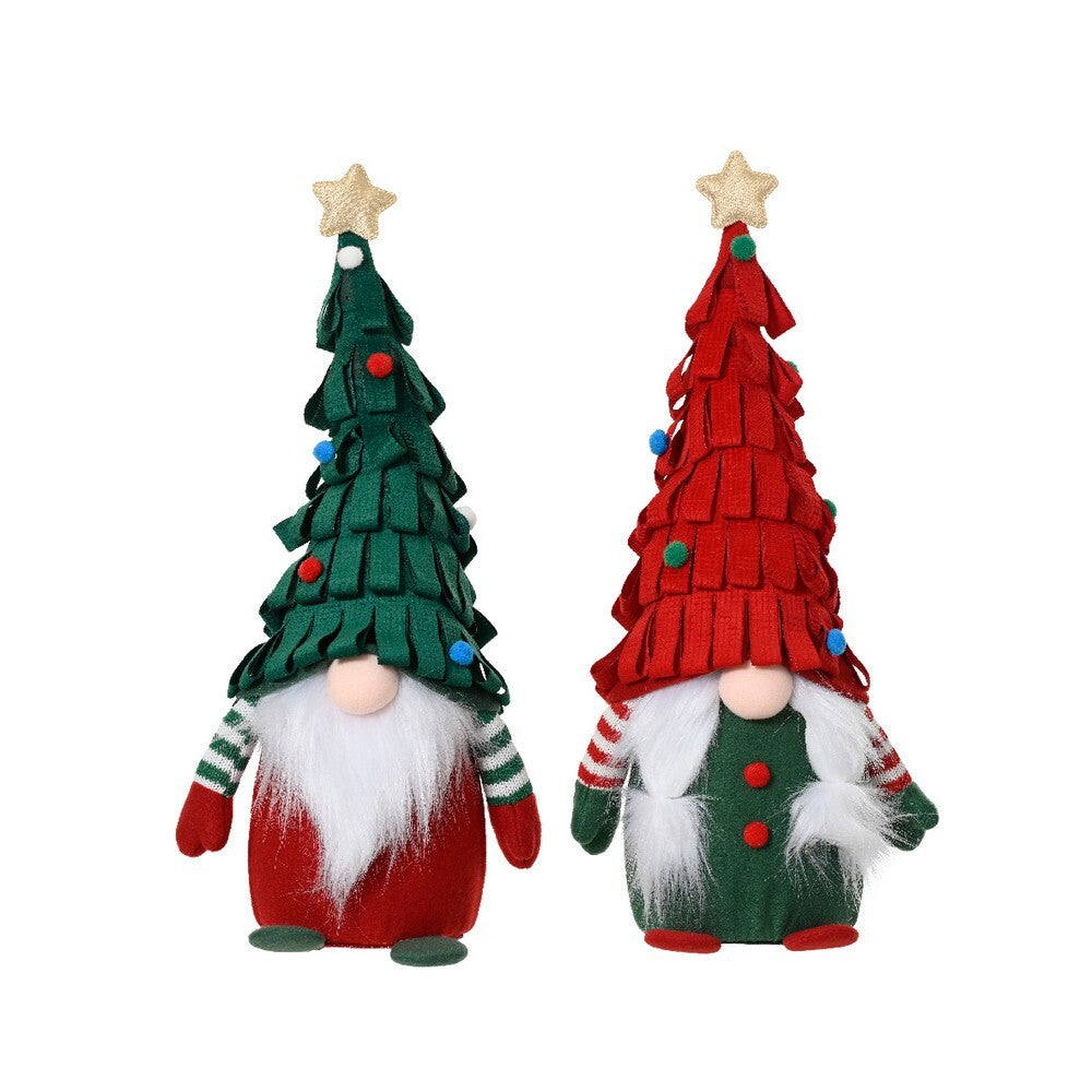Kaemingk Gnome – Polyester Sitting Figurine with Xmas Tree Hat, Christmas Decoration, Festive Xmas Ornament, Holiday Figurine, Indoor Home Décor, Tabletop Display, 1 Piece Assorted Designs