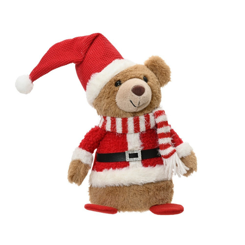 Kaemingk Bear – Polyester Sitting Figurine, Red, 30cm Christmas Decoration, Festive Xmas, Holiday Figurine, Indoor Home Décor, Tabletop Display