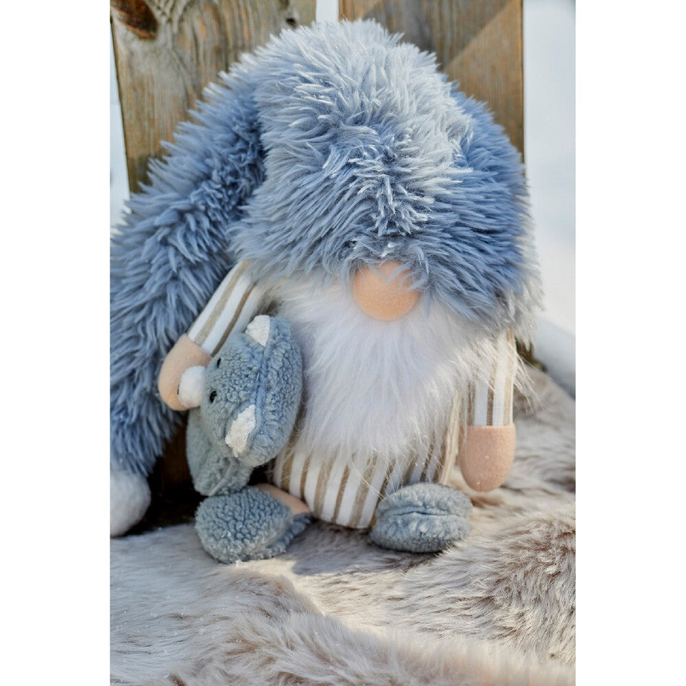 Kaemingk Gnome – Polyester Standing Figurine with Long Sleepy Hat, Blue, 65cm Christmas Decoration, Festive Xmas, Holiday Figurine, Indoor Home Décor, Tabletop Display