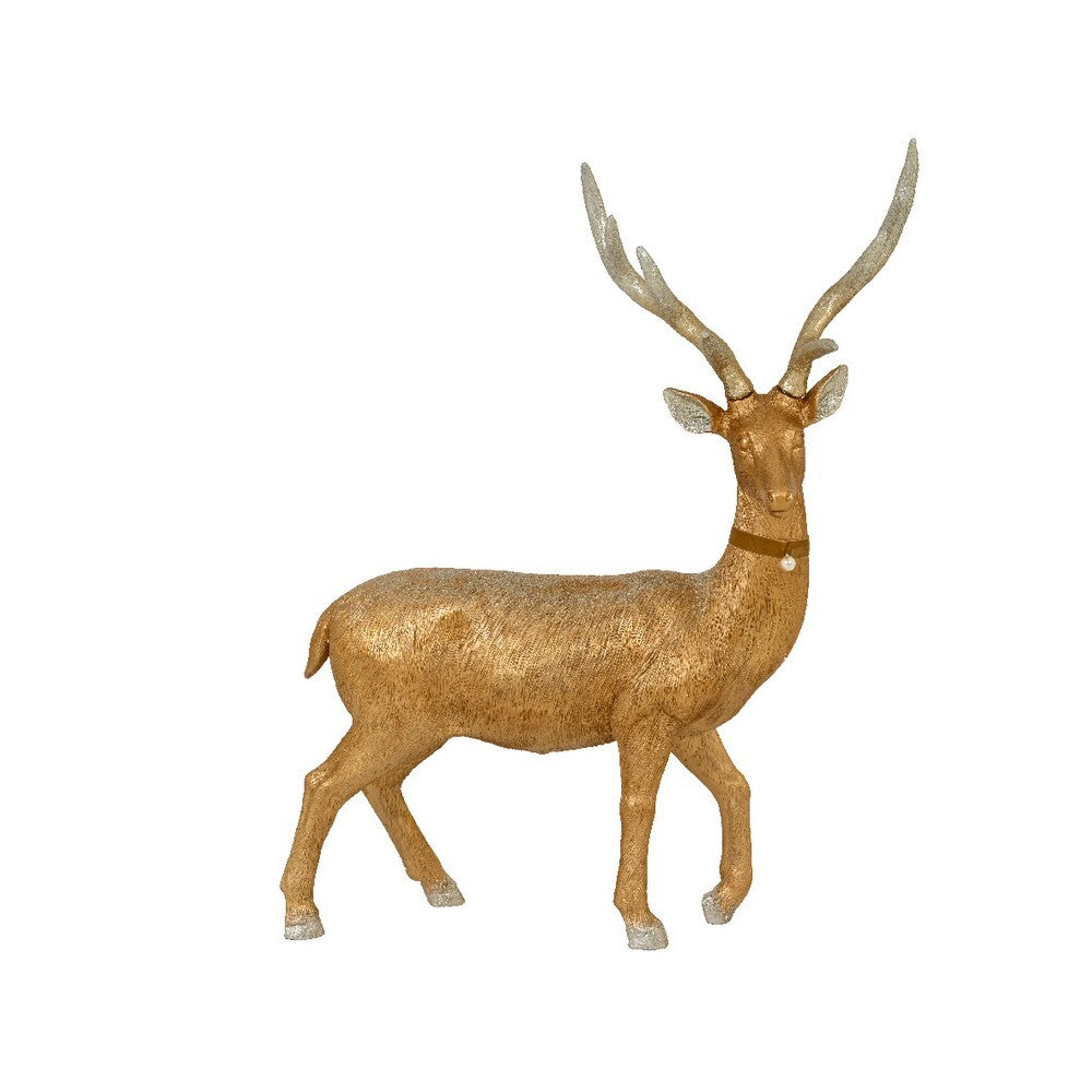 Kaemingk Deer – Polyresin Figurine, Christmas Holiday Decoration, Festive Xmas Ornament, Tabletop Home Décor, Seasonal Holiday Collectible