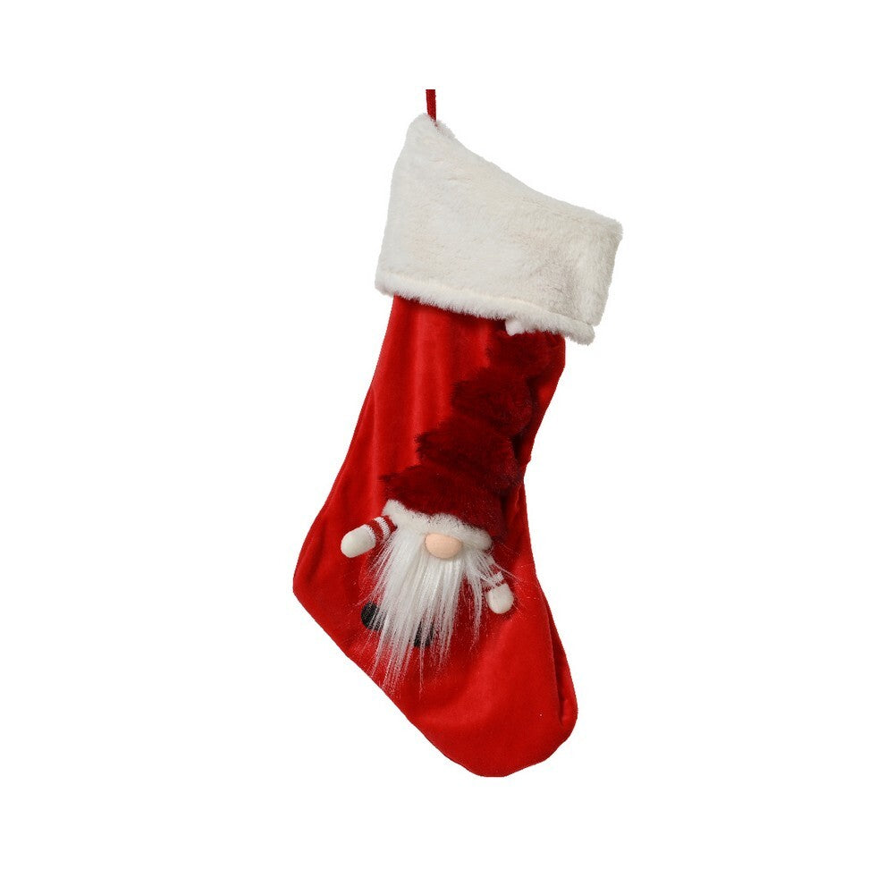 Kaemingk Stocking Gnome – 56cm Red Polyester, Christmas Holiday Decoration, Festive Xmas Ornament, Tabletop & Hanging Home Décor, Seasonal Holiday Collectible
