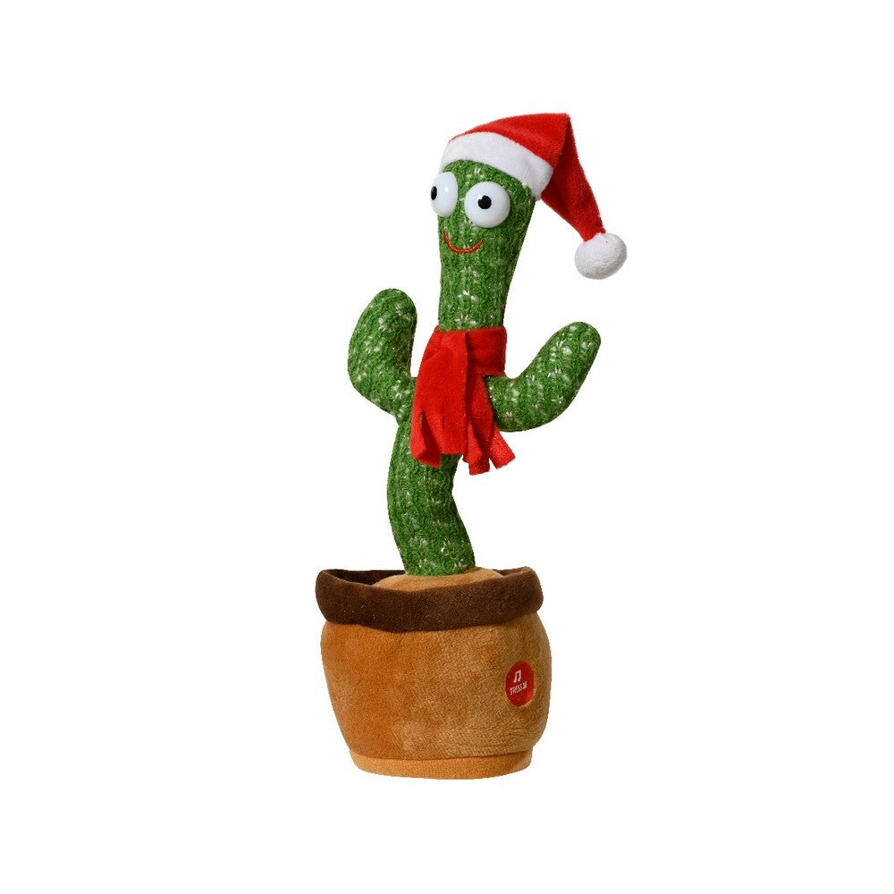 Kaemingk Cactus – Polyester Christmas Hat & Scarf, Festive Holiday Decoration in Garden Pot, Xmas Tabletop Ornament, Seasonal Home Décor, Cute Holiday Accent