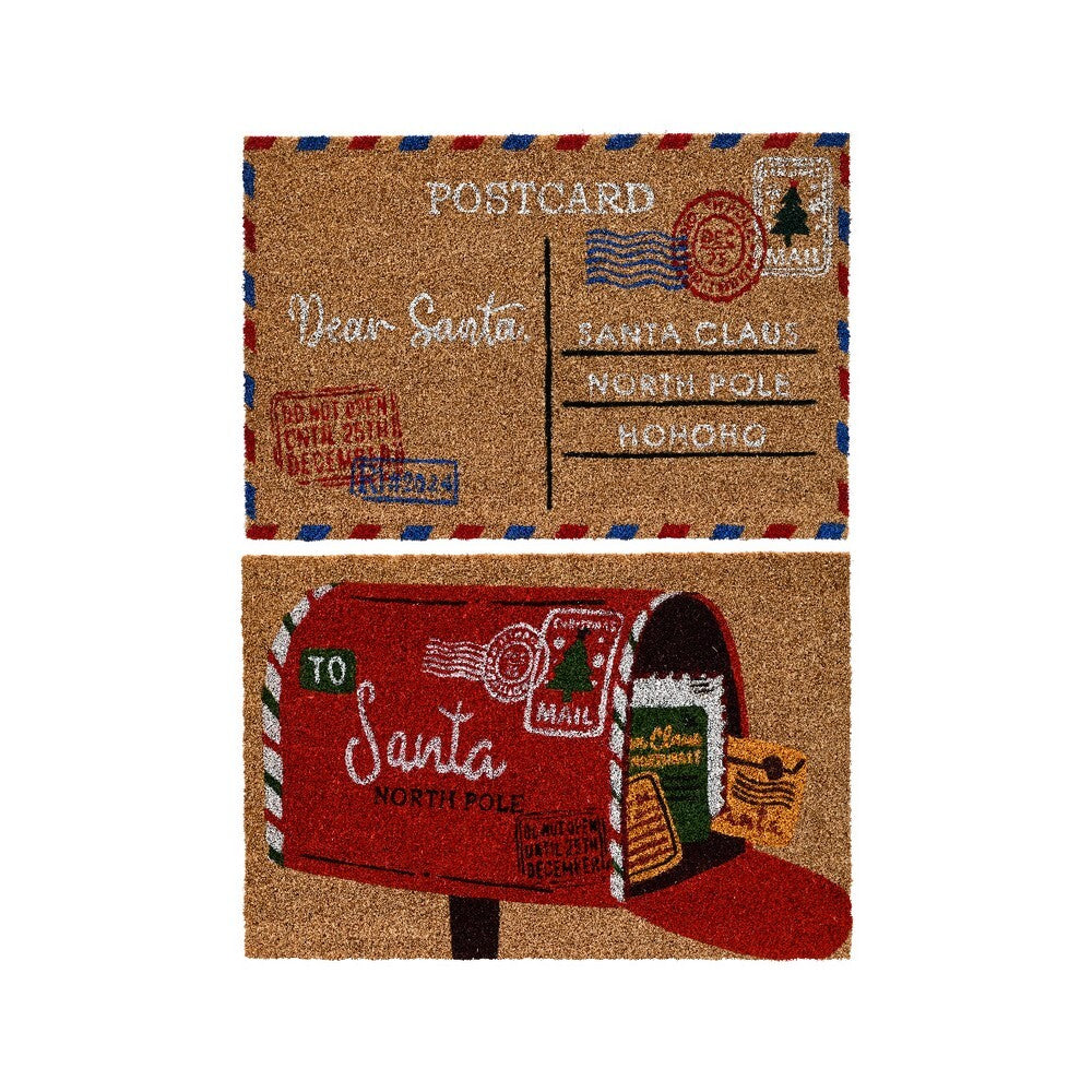 Kaemingk Doormat – Coir Mailbox Design, Christmas Holiday Welcome Mat, Festive Xmas Floor Décor, Seasonal Home Entrance Decoration, Durable Outdoor/Indoor Mat, 1 Piece Assorted Designs