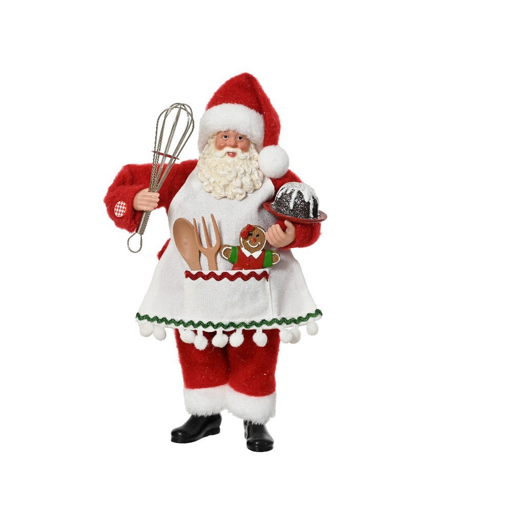 Kaemingk Christmas Santa – Plastic Egg Whisk & Apron, Holiday Kitchen Tool, Festive Xmas Cooking Accessory, Seasonal Tabletop & Home Décor