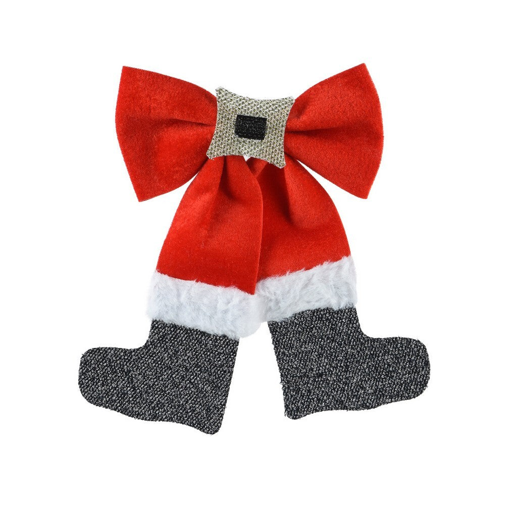 Kaemingk Bow – Polyester Claus Decoration, Christmas tree Ornament, Festive Xmas tree Décor, Seasonal Holiday Accent, Cute Festive Figurine