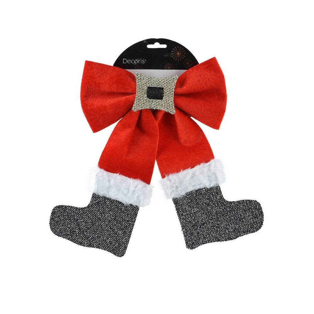 Kaemingk Bow – Polyester Claus Decoration, Christmas tree Ornament, Festive Xmas tree Décor, Seasonal Holiday Accent, Cute Festive Figurine