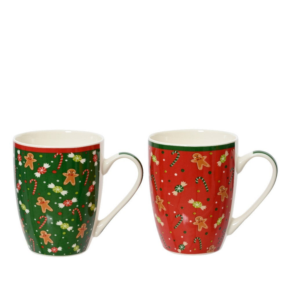 Kaemingk Mug – Porcelain Round with Handle, Decal Design, Christmas Holiday Coffee & Tea Cups, Festive Xmas Tableware, Elegant Kitchen & Dining Décor, 1 Piece Assorted Designs