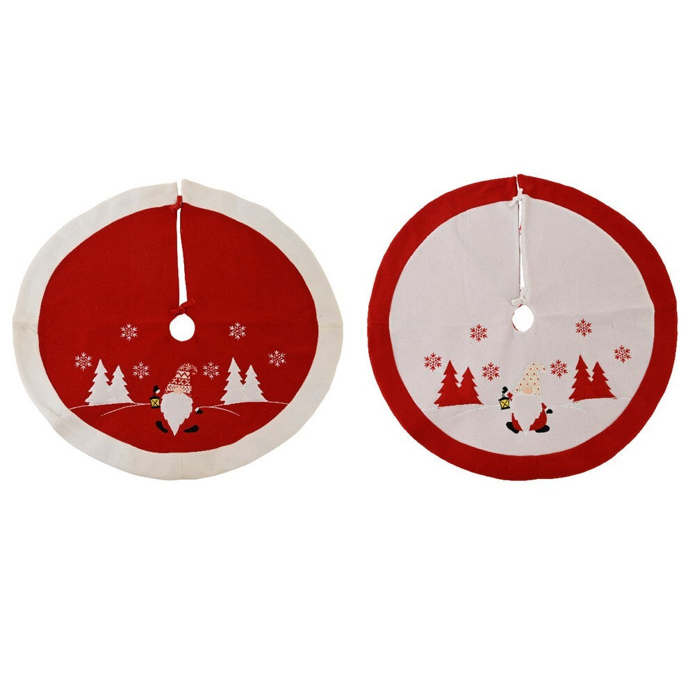 Kaemingk Tree Skirt – Polyester Leaf Design with White Teddy Fur Edge, 90cm Christmas Holiday Decoration, Festive Xmas Tree Base Cover, Seasonal Home Décor, 1 Piece Assorted Colors