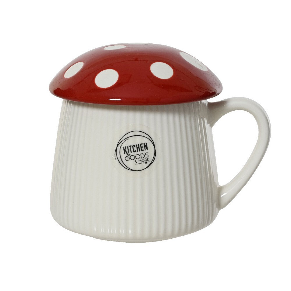Kaemingk Mug – Porcelain Embossed with Color Glaze and Porcelain Cover, Christmas Holiday Coffee & Tea Cup, Festive Xmas Tableware, Elegant Kitchen & Dining Décor