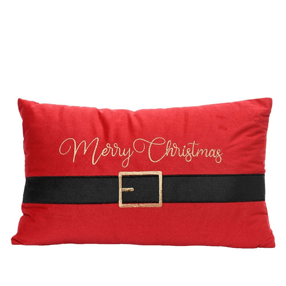 Kaemingk Cushion – GB Polyester Rectangle with Stitching and Text, Christmas Holiday Home Décor, Festive Xmas Pillow, Seasonal Decorative Accent for Sofa & Bed