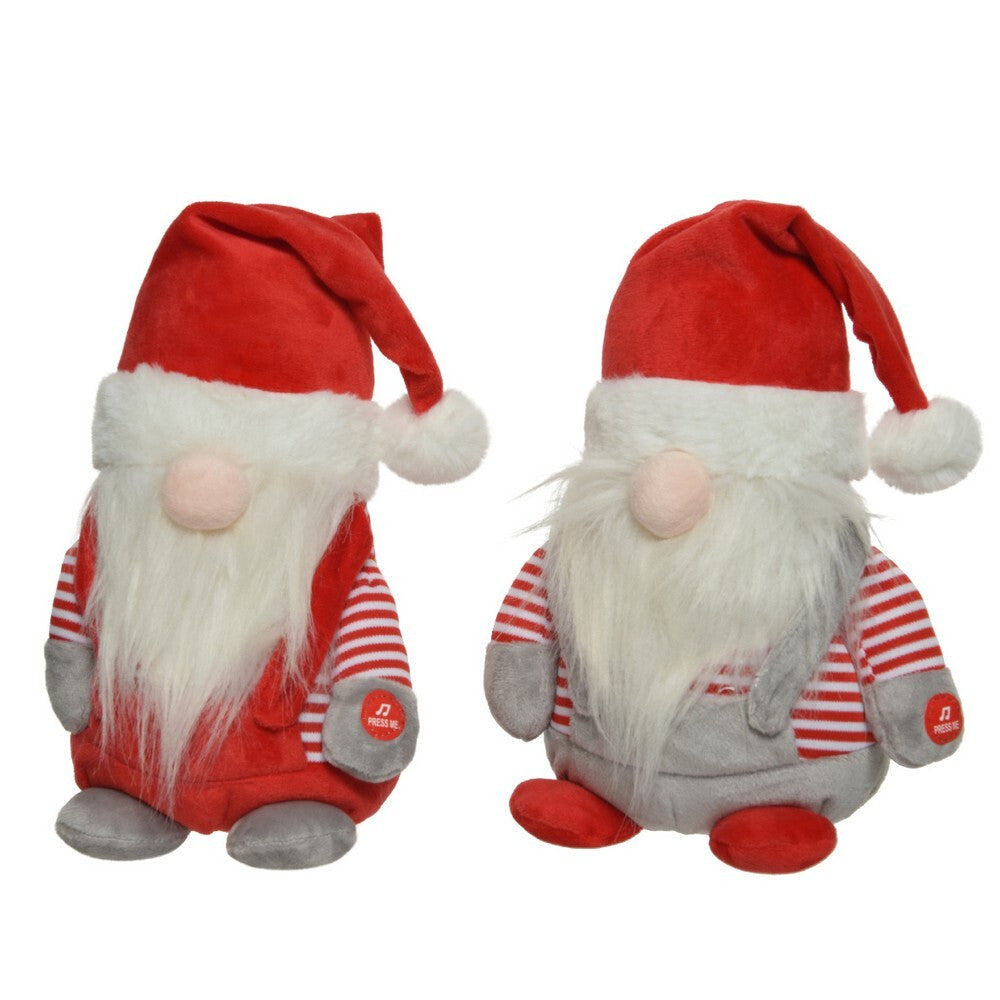 Kaemingk Gnome – Polyester with Red & White Santa Hat, Christmas Holiday Decoration, Festive Xmas Tabletop & Home Décor, Seasonal Figurine Accent, 1 Piece Assorted