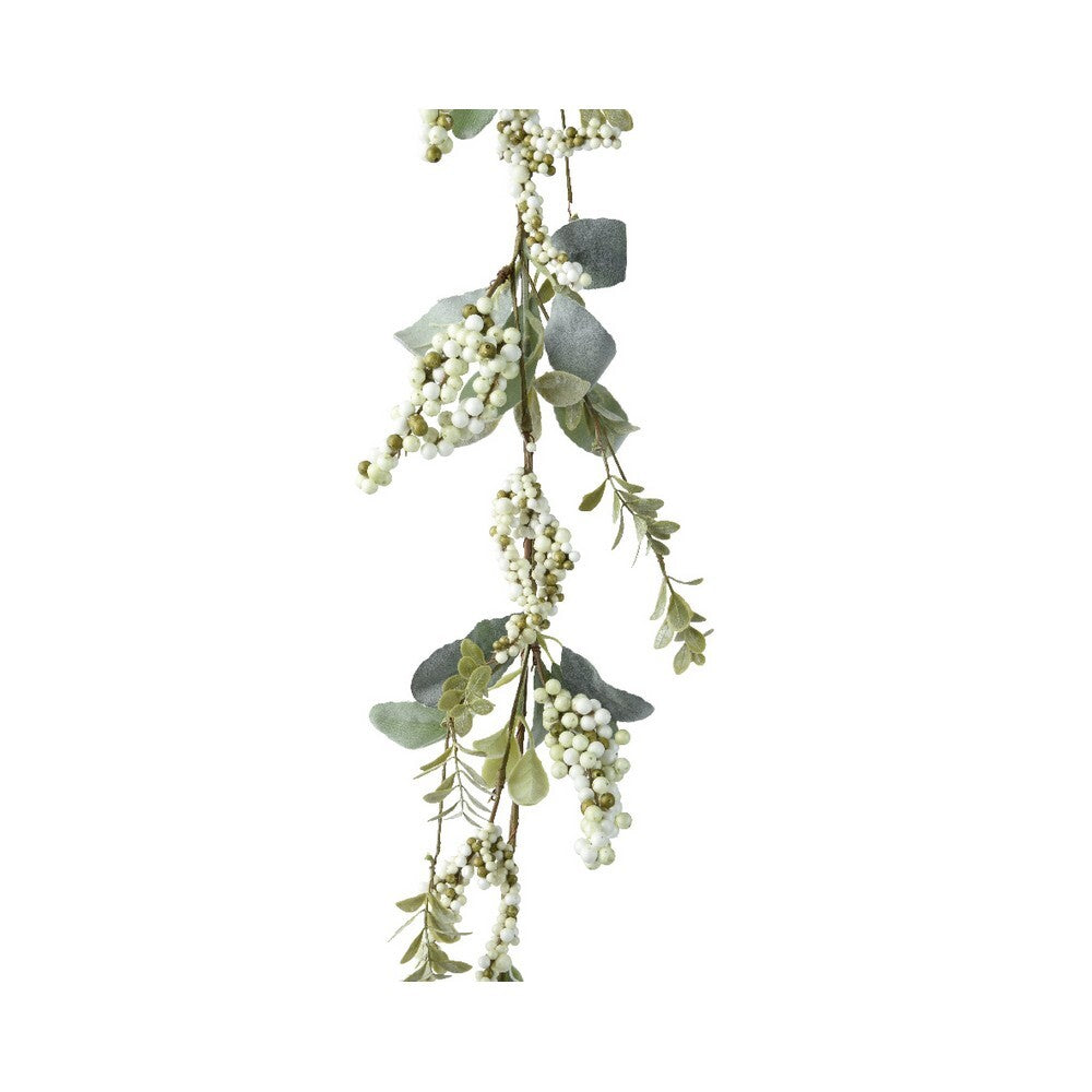 Kaemingk Garland – PE with Glitter Foam Berries, Green, Christmas Holiday Decoration, Festive Xmas Garland, Seasonal Home & Tabletop Décor, Holiday Craft Accent