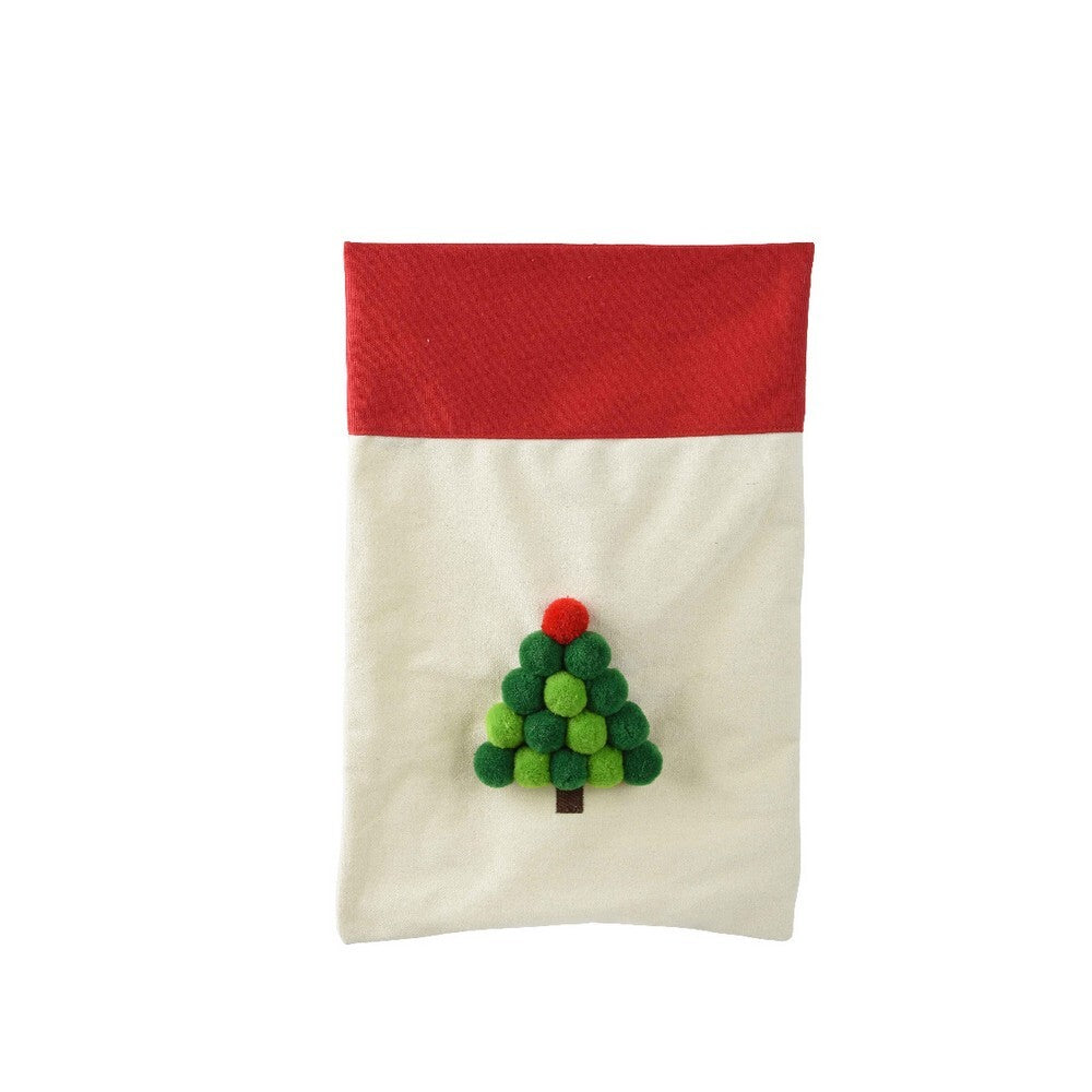 Kaemingk Giftbag – Polyester with Red Ribbon, Christmas Holiday Packaging, Festive Xmas Gift Wrap, Seasonal Home & Tabletop Décor, Holiday Present Accessory