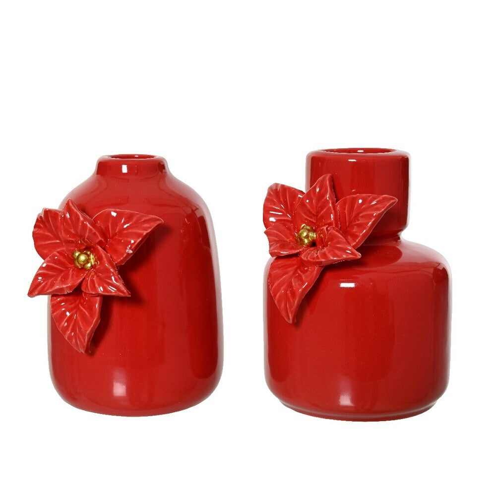Kaemingk Vase – Red Porcelain, 11cm, Christmas Holiday Tableware & Decoration, Festive Xmas Centerpiece, Elegant Kitchen & Home Décor, Seasonal Accent, 1 Piece Assorted Design