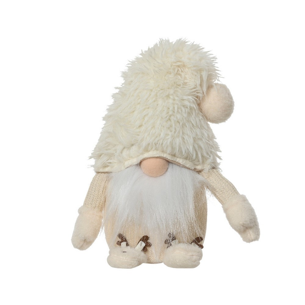 Kaemingk Gnome – Polyester Sitting Figurine, Christmas Holiday Decoration, Festive Xmas Tabletop & Home Décor, Seasonal Decorative Accent, 45cm-Off White