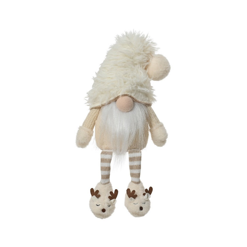 Kaemingk Gnome – Polyester Sitting Figurine, Christmas Holiday Decoration, Festive Xmas Tabletop & Home Décor, Seasonal Decorative Accent, 48cm-Off White