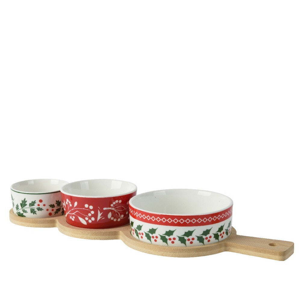 Kaemingk Tapas Set – Porcelain with 3 Different Decals, Christmas Holiday Tableware, Festive Xmas Dining, Elegant Kitchen Serveware, Seasonal Home Décor