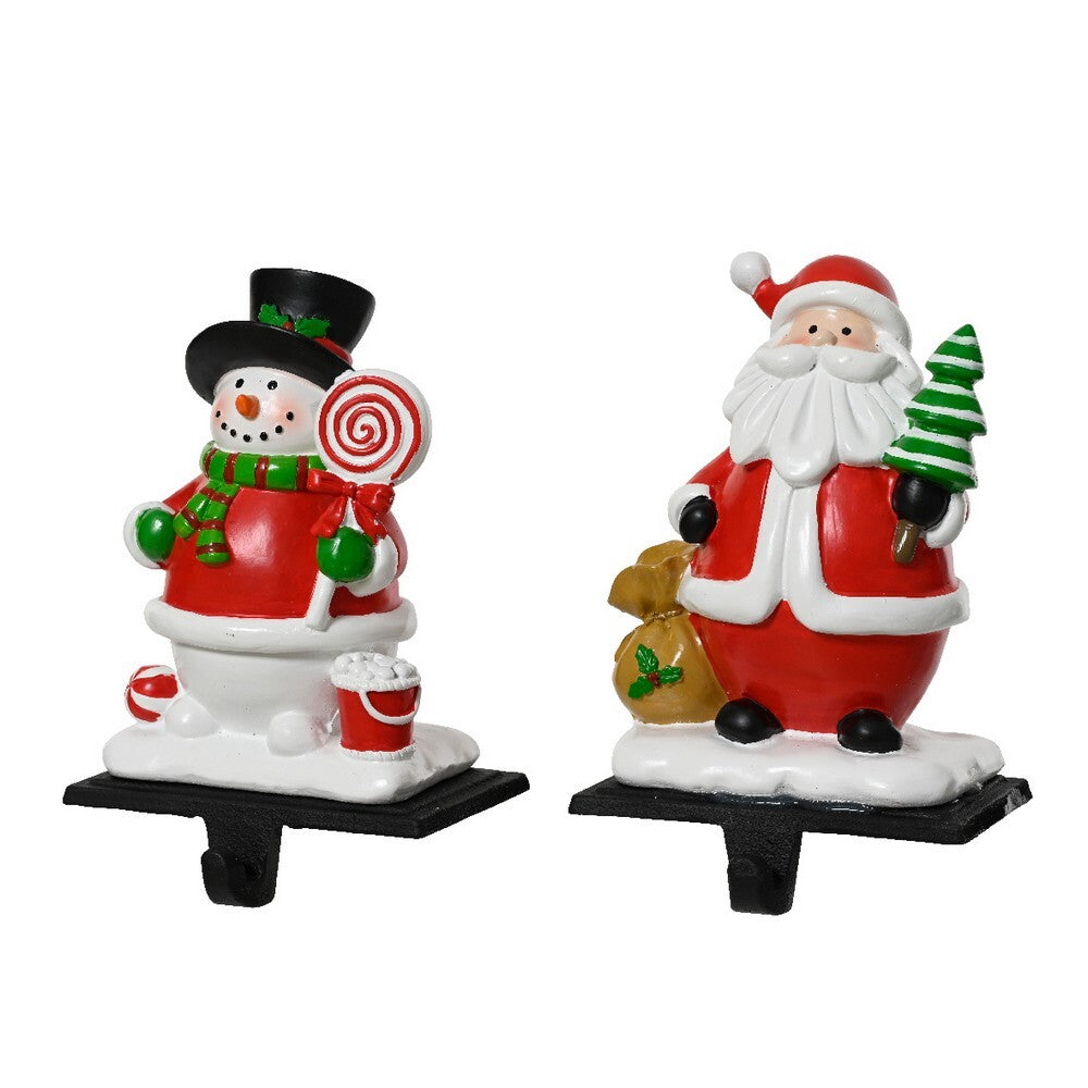 Kaemingk Stocking Hook – Polyresin with Iron Hook, Red & White, 16cm, Christmas Holiday Decoration, Festive Xmas Tabletop & Home Décor, Seasonal Hanging Accent, 1 Piece Assorted Design
