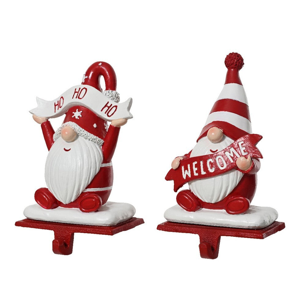Kaemingk Stocking Hook – Polyresin with Iron Hook, Red & White, 19.5cm, Christmas Holiday Decoration, Festive Xmas Tabletop & Home Décor, Seasonal Hanging Accent, 1 Piece Assorted Design