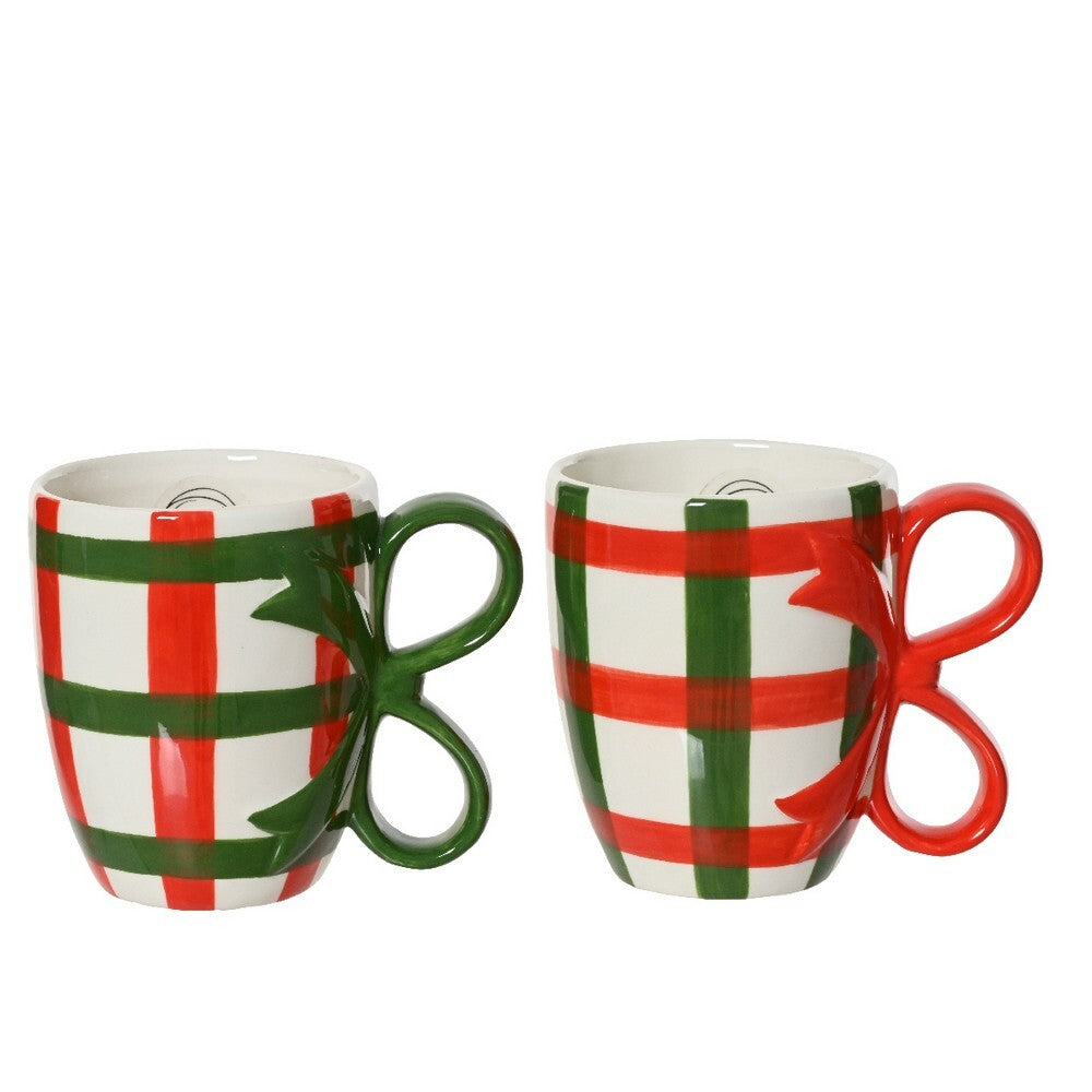 Kaemingk Mug – Dolomite, Red & Green, Christmas Holiday Drinkware, Festive Xmas Tableware, Seasonal Kitchen & Home Décor, Holiday Coffee & Tea Cup, 1 Piece Assorted