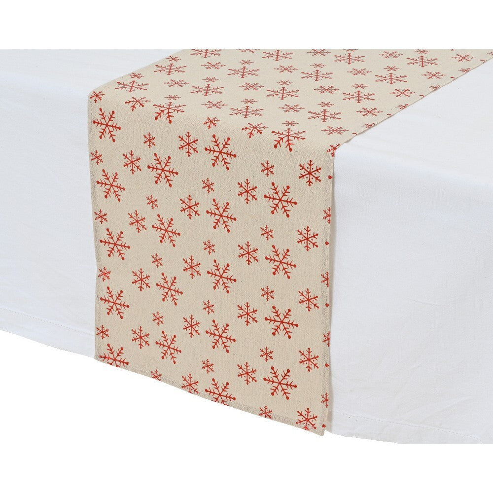 Kaemingk Tablerunner – Polyester with Red & Gold Foil Print, Christmas Holiday Table Décor, Festive Xmas Dining, Seasonal Home & Tabletop Decoration, 1 Piece Assorted Design