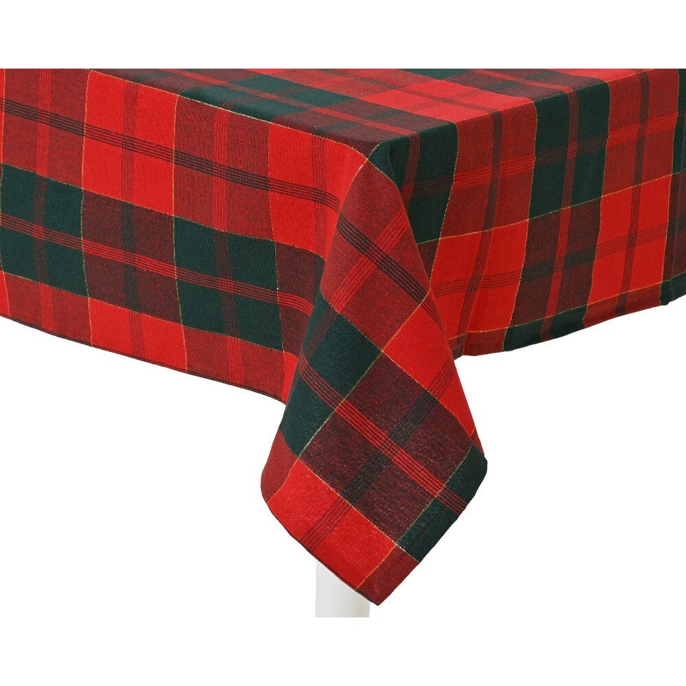 Kaemingk Tablecloth – Cotton Rectangular Check, Red, 180cm, Christmas Holiday Table Linen, Festive Xmas Dining, Seasonal Home & Tabletop Décor