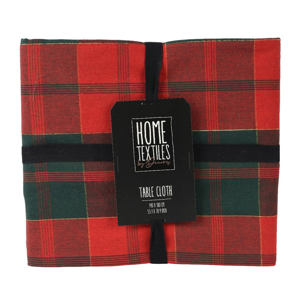 Kaemingk Tablecloth – Cotton Rectangular Check, Red, 180cm, Christmas Holiday Table Linen, Festive Xmas Dining, Seasonal Home & Tabletop Décor