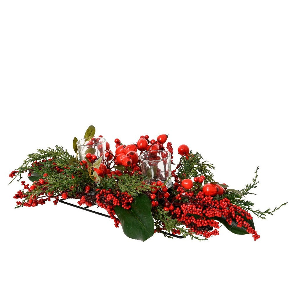 Kaemingk Big Berry Tablepiece – Red Berries, Indoor Christmas Holiday Decoration, Festive Xmas Tabletop & Home Décor, Seasonal Winter Centerpiece
