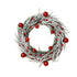 Kaemingk Wreath – Snowy with Red Baubles, Indoor Christmas Holiday Decoration, Festive Xmas Tabletop & Home Décor, Seasonal Winter Decorative Accent