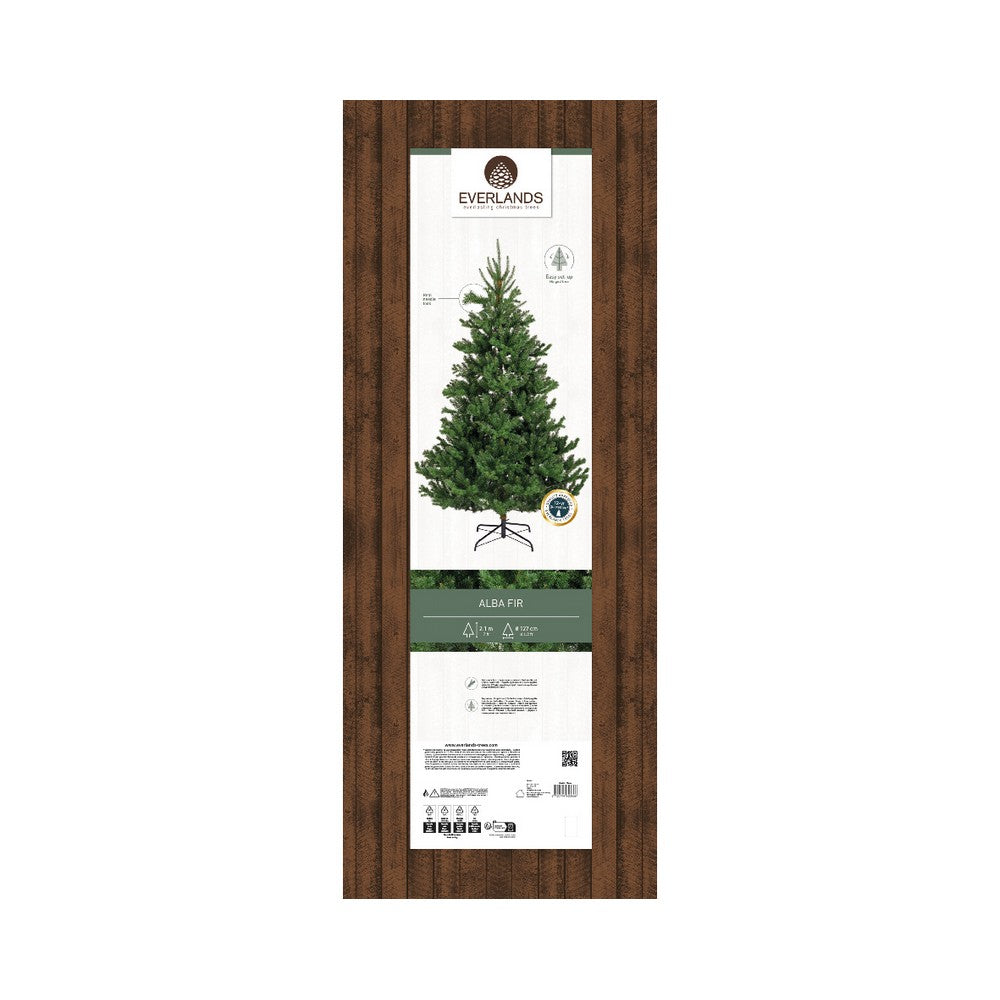 Kaemingk Alba Fir Tree – Green, 210cm, Christmas Holiday Decoration, Festive Xmas Indoor Tree, Seasonal Home Décor, Full-Sized Artificial Tree
