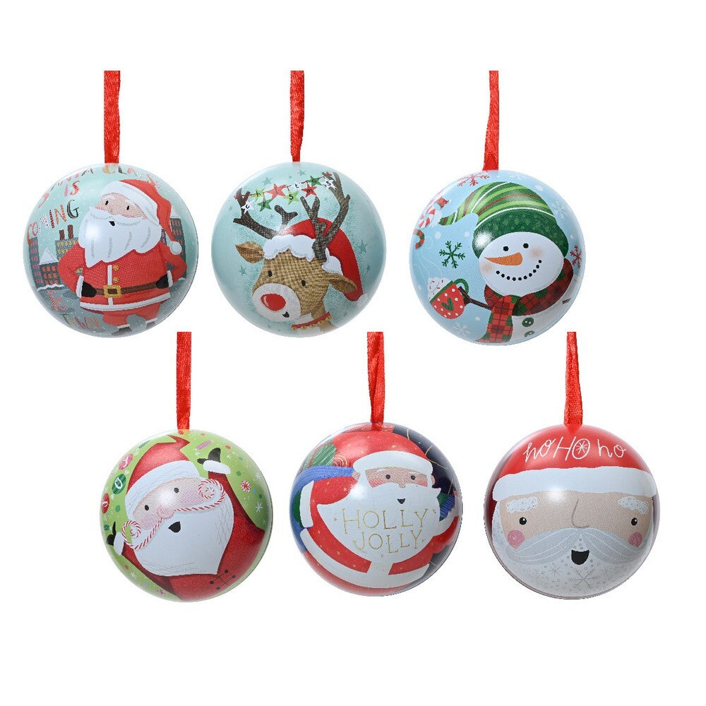 Kaemingk Storage Tin – Tin Ball Design with Offset Printing, Christmas Holiday Storage, Festive Xmas Kitchen & Home Décor, Seasonal Decorative Container, 1 Piece Assorted Colors & Design