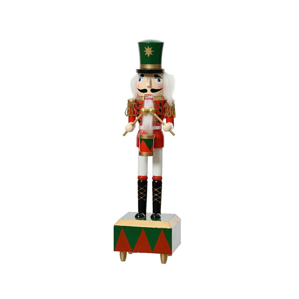 Kaemingk Nutcracker – Pinewood on Base, Red, 30cm, Christmas Holiday Decoration, Festive Xmas Tabletop & Home Décor, Seasonal Decorative Figurine