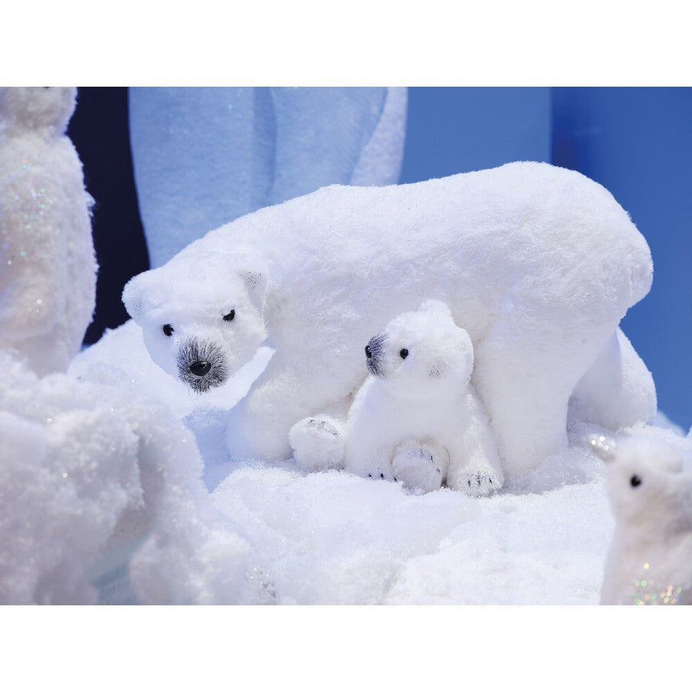 Kaemingk Bear – Artificial Fur with Glitters, White, Christmas Holiday Decoration, Festive Xmas Indoor Tabletop & Home Décor, Seasonal Decorative Accent