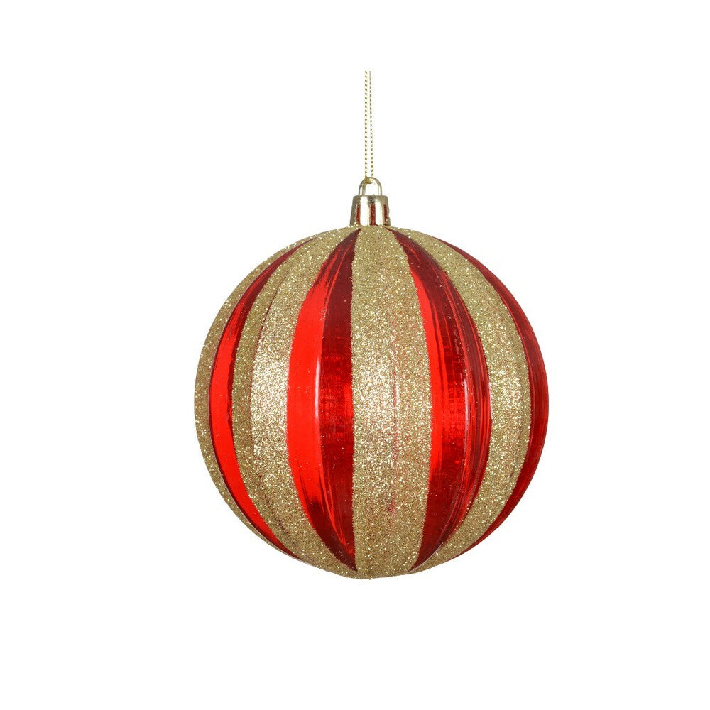 Kaemingk Bauble – Polystyrene, Red & Gold, 10cm, Christmas Holiday Decoration, Festive Xmas Tree Ornament, Indoor Home Décor, Seasonal Holiday Accent, 1 Piece