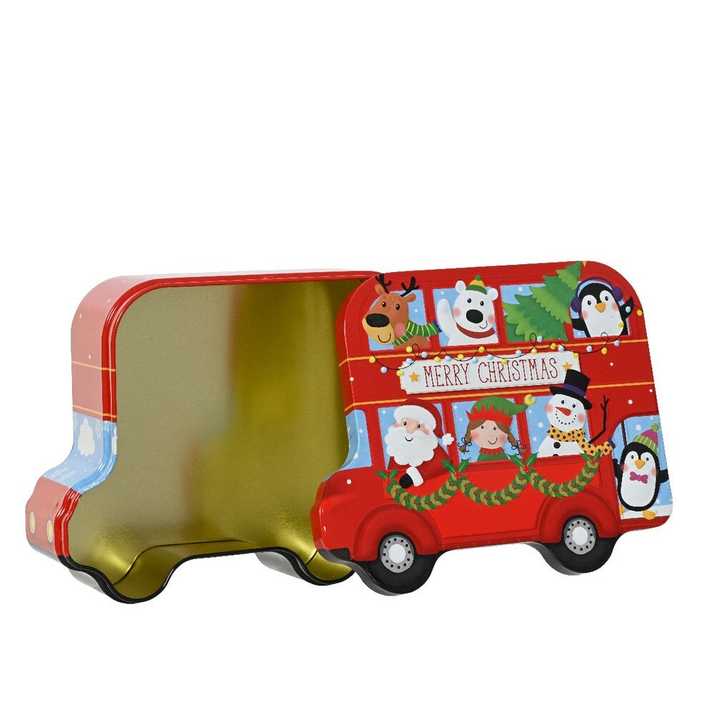 Kaemingk Storage Tin – Car Design with UV Print & Embossed Pattern, Red, Christmas Holiday Storage, Festive Xmas Kitchen & Home Décor, Seasonal Decorative Container