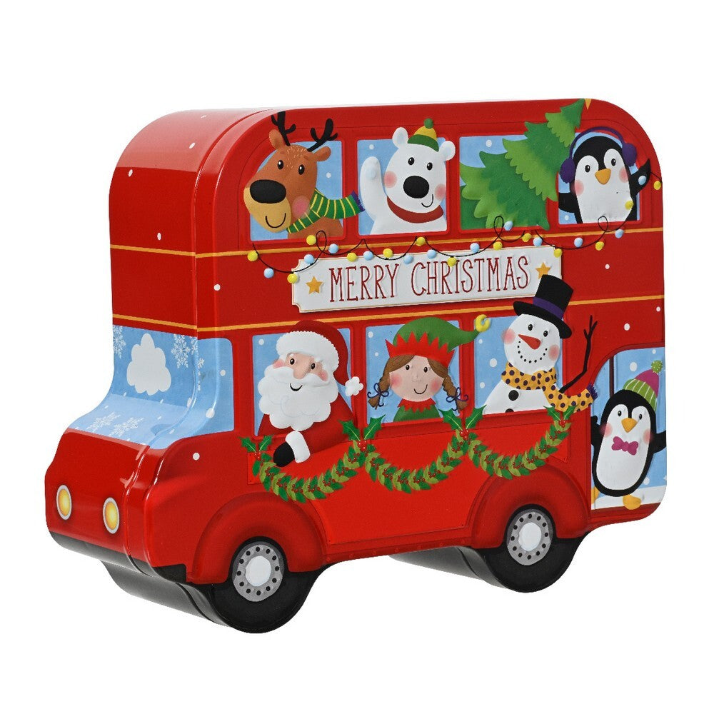 Kaemingk Storage Tin – Car Design with UV Print & Embossed Pattern, Red, Christmas Holiday Storage, Festive Xmas Kitchen & Home Décor, Seasonal Decorative Container