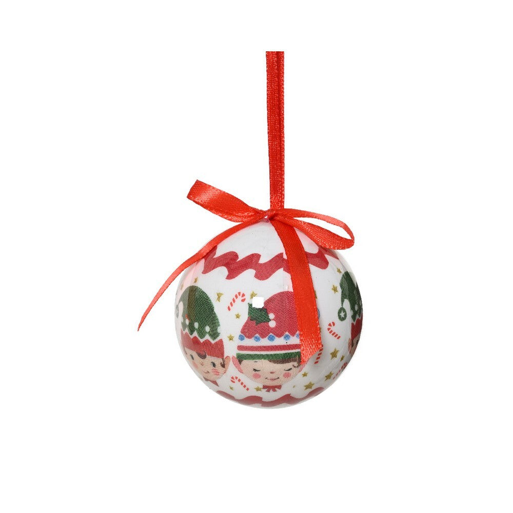 Kaemingk Bauble – Foam, White & Red, 6.5cm, Christmas Holiday Decoration, Festive Xmas Tree Ornament, Indoor Home Décor, Seasonal Holiday Accent, 1 Piece