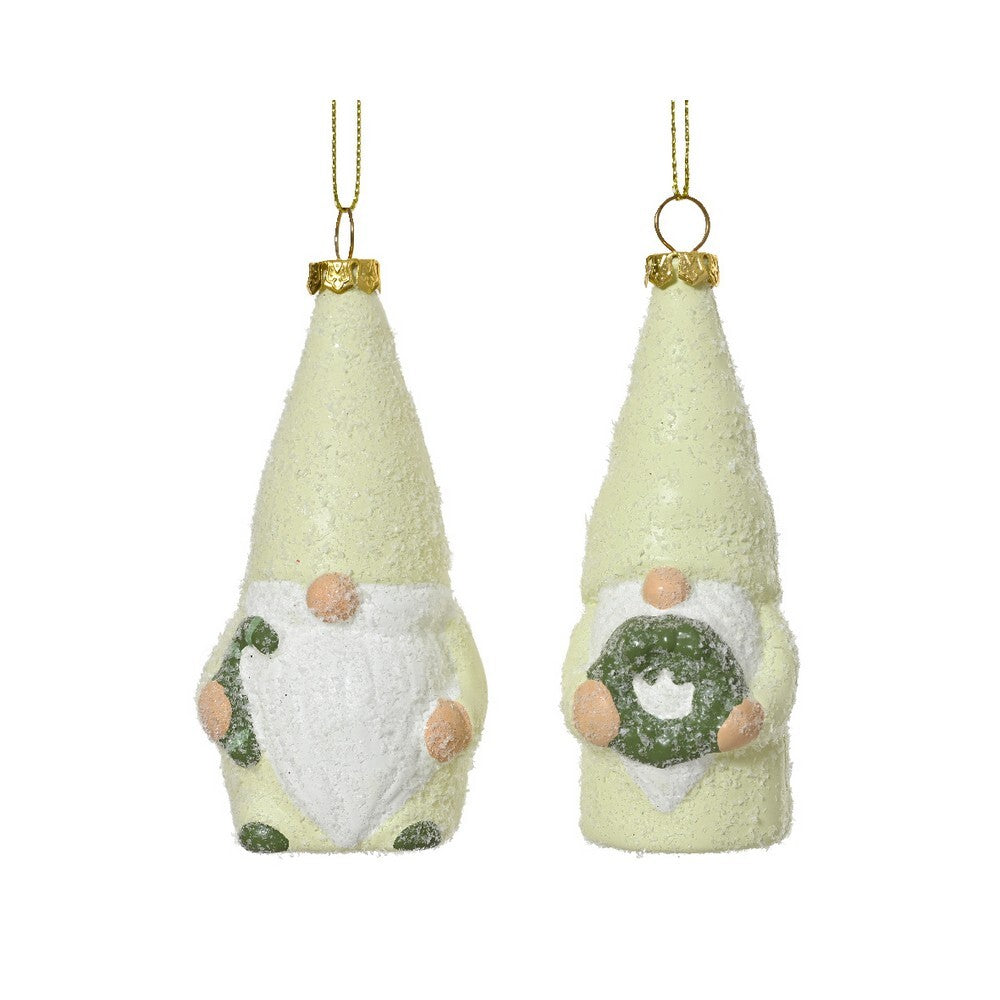 Kaemingk Gnome – Polystyrene Snow with Ceramic Base, 6.5cm White & Red Foam Bauble, Christmas Holiday Decoration, Festive Xmas Tree Ornament, Seasonal Home Décor Accent, , 1 Piece Assorted