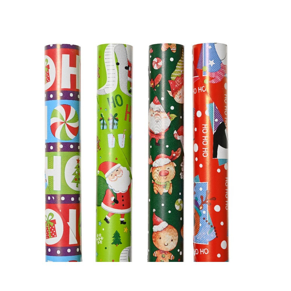 Kaemingk Gift Wrapping Paper – 300cm Roll, Festive Christmas Holiday Gift Wrap, Decorative Wrapping Sheet for Xmas Presents, Seasonal Party & Home Décor Accent, 1 Piece Assorted Designs