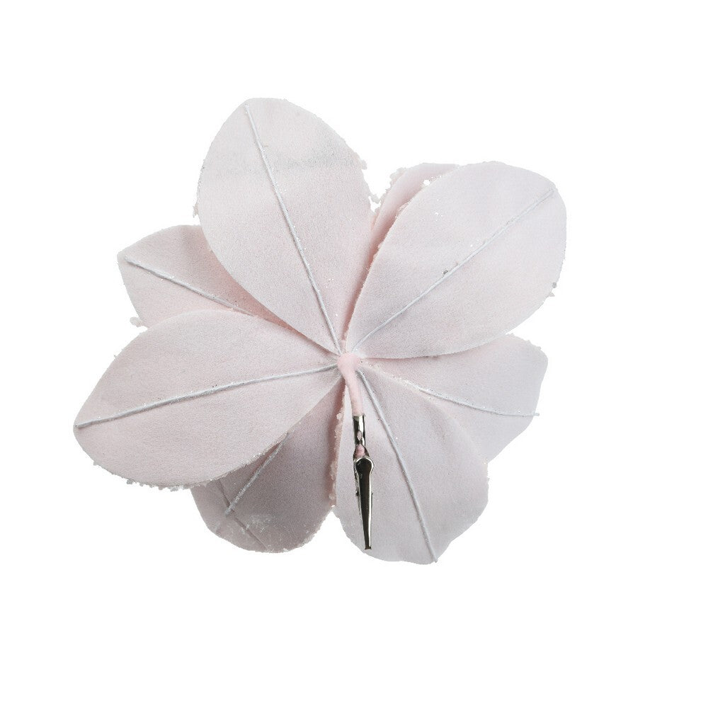 Kaemingk Poinsettia – Faux Fur Flower on Clip, Soft Pink Christmas Decoration, Festive Holiday Floral Accent, Elegant Xmas Tree Ornament, Seasonal Home Décor Accessory