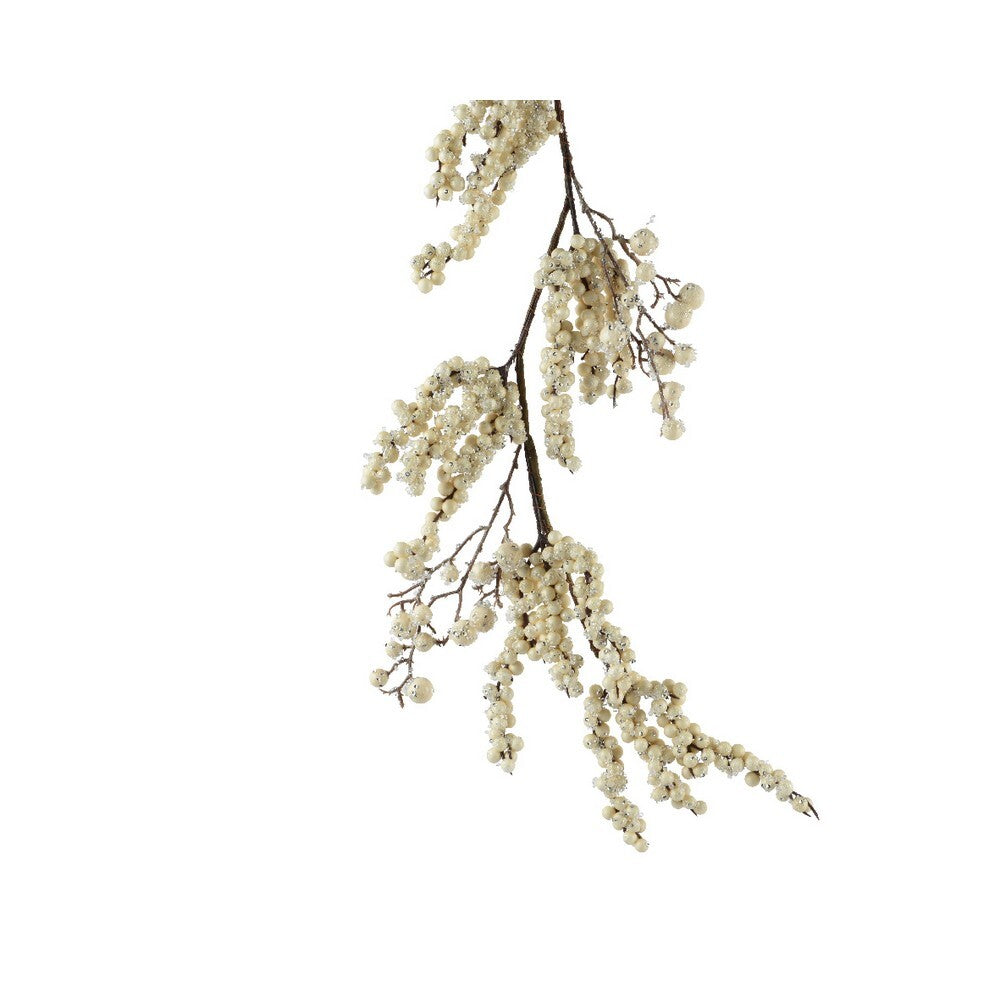 Kaemingk Garland – Foam Sugar Glitter in Cream, Christmas Holiday Decoration, Festive Xmas Tree Garland, Sparkling Seasonal Home Décor Accent