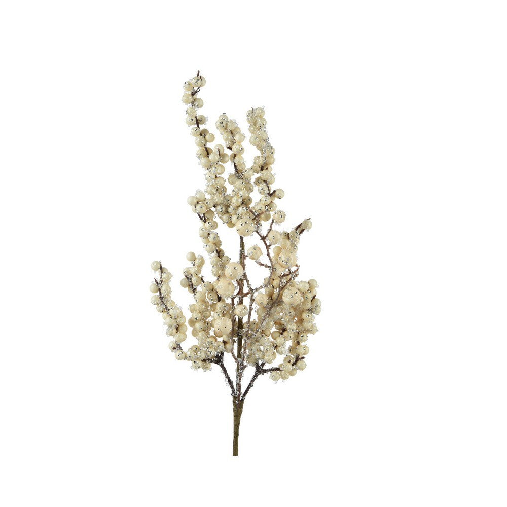 Kaemingk Spray – Foam Sugar Glitter in Cream, Christmas Holiday Decoration, Festive Xmas Floral & Greenery Accent, Sparkling Seasonal Home Décor