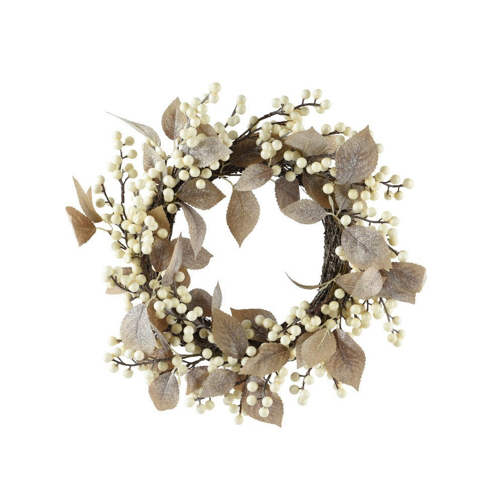 Kaemingk Wreath – Foam Glitter with Foam Berries, Christmas Holiday Decoration, Festive Xmas Door or Wall Accent, Sparkling Seasonal Home Décor
